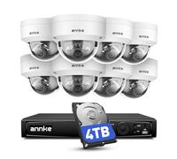 ANNKE Kit de caméra de Surveillance 4K, vidéosurveillance avec 8 x 8 MP PoE IP IK10 et Disque Dur 16 CH 4 to 12 MP NVR, détection de Personnes et de véhicule, IP67, Vision Nocturne de 100 Pieds pour