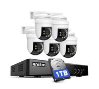 ANNKE Kit de caméra de surveillance analogique 3K avec audio, DVR 3K Lite 8 canaux pour système de caméra, reconnaissance personne/véhicule, 5 câbles 5 MP, caméra PT avec rotation à 350° et fonction