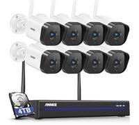 ANNKE Kit de caméra de surveillance sans fil 3 MP 16CH 4K NVR avec 8 caméras WiFi 3 MP avec disque dur de 4 To prend en charge l'enregistrement audio, IP66 résistant aux intempéries, compatible avec