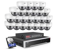 ANNKE Kit de surveillance 32CH 4K POE 5 MP NVR (disque dur 4 To) et 24 caméras de surveillance dôme IP avec audio, vandalisme IK10, couleur vision nocturne, accès à distance, alarme de mouvement