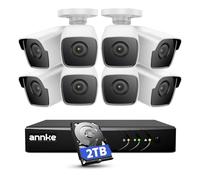 ANNKE Kit de Surveillance Extérieures Filaires,8CH 3K DVR avec Disque Dur 2TO, Détection de Personne/Véhicule,8 x Caméras de Vidéosurveillance de 5MP, Vision Nocturne de 100ft, Accès à Distance