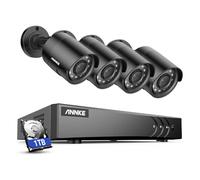 ANNKE Kit de Surveillance Filaire 1080p, DVR 8CH 5MP Lite H.265+ avec 4 Caméras Étanches, Détection Personne/Véhicule, Vision Nocturne, Accès à Distance, Disque Dur 1To, IP66
