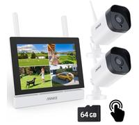 ANNKE Kit Surveillance sans Fil avec Écran LCD 7", 4CH 5MP NVR avec Écran Tactile IPS, 2 Caméras de Surveillance WiFi Extérieures 3MP, Vision Nocturne 100ft, Détection Humaine, Audio Bidirectionnel