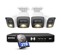 ANNKE Système de Caméras de Sécurité 2MP, DVR 8 Canaux 3K H.265+, 4 Caméras Filaires Blanches 1080P avec Audio Bidirectionnel, Vision Nocturne en Couleur, Détection de Mouvement AI, AcuSearch Intellig