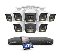 ANNKE Système de Sécurité PoE 16 Canaux 4K, NVR 12MP H.265+ avec 4 to et 8 Caméras IP 8MP, Détection IA Humain/Véhicule, Vision Nocturne Couleur avec Projecteur, Enregistrement continu 24/7