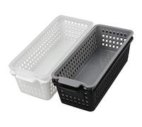 Annkky Lot de 4 Petit Panier Rectangulaire de Rangement en Plastique, Panier de Stockage