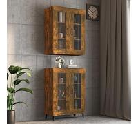 Annlera Armoire Murale Suspendue Chêne Fumé 69,5x34x90 cm Meuble Cuisine Buffet Meubles De Rangement pour Salon Bahut De Salle A Manger Design élégant