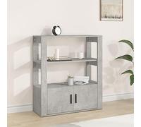 Annlera Buffet Gris béton 80x30x90 cm Bois d'ingénierie Buffet Salon Meuble Cuisine Buffet De Cuisine Meubles De Rangement pour Salon Meubles De Salon Bahut De Salle A Manger Design Moderne