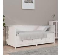 Annlera Cadre de lit 197,5 x 97 x 80 cm - Blanc - En pin massif - Pliable - Lit à sommier tapissier - Lit d'invités - Lit pour enfant - Lit de jour - Lit en bois massif - Cadre de lit robuste