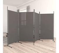 ANNLERA Cloison de Séparation 4 Panneaux 346x180 cm Tissu - Séparateur de Pièce Pliable - Paravent Intérieur Room Divider - Anthracite