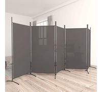ANNLERA Cloison de Séparation 5 Panneaux 433x180 cm Tissu Paravent Pliable Separateur de Pieces Pliable Separation de Piece Paravent Interieur Paravent Séparateur Room Divider Anthracite