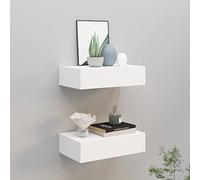 Annlera Étagères à Tiroirs Murales MDF 40x23,5x10 cm 2 pcs Étagère Murale de Rangementen Design Moderne Flottantes Murales pour Cuisine, Salle de Bain, Salon, Bureau Blanc