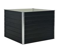 Annlera Jardinière Carrée 100x100x77 cm Gris Acier et Noir Acier allié Trou de drainage Montage au sol Jardinière sur Pied Bac à Fleurs Intérieur/Extérieur