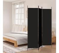 ANNLERA Paravent Séparateur Room Divider 3 Panneaux Noir Pliable Tissu 150x200 cm