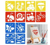 Annlpoy 12 Pièces pochoirs pour peinture dessin enfant,Motifs Animaux et Transports, Idéal pour l'Apprentissage et le Bricolage, Pochoirs Réutilisables en Polypropylène, Sécurisés et Durables