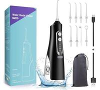 Annmiir Jet Dentaire Hydropulseur, Jet Dentaire Portable 4 Modes et 8 Buses de Rechange, Irrigateur Oral Professionnel Réservoir 310ml IPX7 étanche rechargeable de Voyage