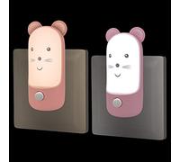 Annmore Veilleuse Bébé Prise Électrique avec Interrupteur, Lot de 2 Lumière de Nuit Nomade Decoration Chambre Fille, Lampe de Naissance Bebe Maternité