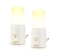 Annmore Veilleuse LED Prise Secteur avec Interrupteur, Lot de 2, Lumière Blanc Chaud, pour Senior Escalier Couloir Salle de Bain