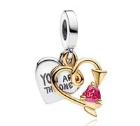 Annmors Abalorio Charm 925 Perles Argent Sterling pour Breloque Compatible Européen Bracelets Collier Love You are the One Perles Oxyde Zirconium Noël Saint Valentin Cadeau Fête Mères Femmes Filles