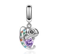 Annmors Abalorio Charm 925 Perles En Argent Sterling Breloque Compatible Européen Bracelets Collier Colorful Chameleon Perles Oxyde Zirconium Noël Saint Valentin Cadeau Fête des Mères Femmes Filles