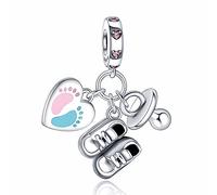 Annmors Abalorio Charm 925 Perles En Argent Sterling Breloque Compatible Européen Bracelets Collier Baby's Dangle Perles Oxyde Zirconium Noël Saint Valentin Cadeau Fête des Mères Femmes Filles