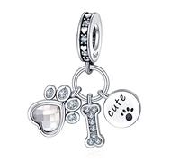 Annmors Abalorio Charm 925 Perles En Argent Sterling Breloque Compatible Européen Bracelets Collier Lucky Dog Paws Charms Perles Oxyde Zirconium Noël Saint Valentin Cadeau Fête Mères Femmes Filles
