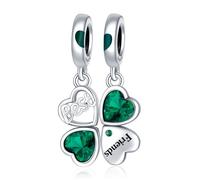 Annmors Abalorio Charm 925 Perles En Argent Sterling Compatible Européen Bracelets Collier Best Friends Leaf Clover Dangle Perles Oxyde Zirconium Noël Saint Valentin Cadeau Fête Mères Femmes Filles