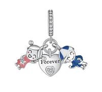Annmors Abalorio Charm 925 Perles En Argent Sterling pour Breloque Compatible Bracelets Collier Forever Love Boy Girls Perles Oxyde Zirconium Noël Saint Valentin Cadeau Fête des Mères Femmes Filles