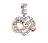 Annmors Abalorio Charm 925 Perles En Argent Sterling pour Breloque Compatible Bracelets Collier Forever Love Infinity Perles Oxyde Zirconium Noël Saint Valentin Cadeau Fête Mères Femmes Filles