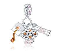 Annmors Abalorio Charm 925 Perles En Argent Sterling pour Breloque Compatible Bracelets Collier Graduation Bachelor Cap Perles Oxyde Zirconium Noël Saint Valentin Cadeau Fête des Mères Femmes Filles