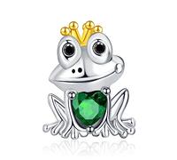 Annmors Abalorio Charm 925 Perles En Argent Sterling pour Breloque Compatible Européen Bracelets Collier Frog Prince Perles Oxyde Zirconium Noël Saint Valentin Cadeau Fête des Mères Femmes Filles