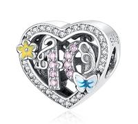 Annmors Charm 925 Perles En Argent Sterling 40 Years Love Birthday pouravec Zircone,Breloque Compatible pour Européen Bracelets Collier,fête mères Anniversaire Cadeau Bijoux de Noël pour les Filles