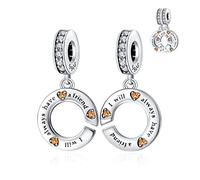 Annmors Charm 925 Perles En Argent Sterling Circle Best Friends pouravec Zircone,Breloque Compatible pour Européen Bracelets Collier,fête des mères Anniversaire Cadeau Bijoux de Noël pour les Filles
