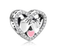 Annmors Charm Main dans la main de Argent Sterling 925 Femmes Perles Charm avec Zircone Compatible pour &Européen Bracelets