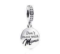 Annmors Charm Pendentif Don't Mess with Mama en Argent pour Bracelet Pandora et Collier, Maman, Cadeau pour Fête des Mères, Anniversaire, Noël, Femme