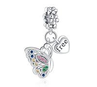 Annmors Charme 925 Perles En Argent Sterling pour Breloque Compatible pour Bracelets Collier Free Butterfly Perles Oxyde de Zirconium Noël Saint Valentin Cadeau Fête des Mères Charms pour Femmes