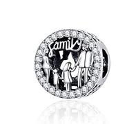 Annmors Charme J'adore ma famille de Argent Sterling 925 Femmes Perles Charm avec Zircone Compatible pour &Européen Bracelets