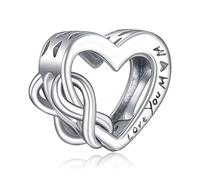 Annmors Charme Love You Mom Argent Sterling 925 Femmes Perles Charm Pendentif Breloque avec 5A Zircone Compatible pour Européen Bracelets Collier,Halloween Christmas Gifts for Family/Lover/Friends