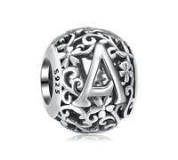 Annmors Charms et Breloques Femme Lettre A en Argent 925 pour Bracelet