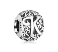 Annmors Charms et Breloques Femme Lettre K en Argent 925 pour Bracelet