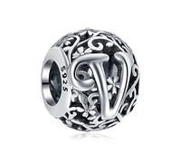 Annmors Charms et Breloques Femme Lettre V en Argent 925 pour Bracelet