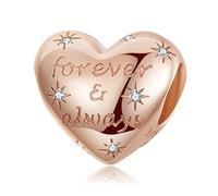 Annmors Charms Love You Forever Ciondolo,Argent Sterling 925 Femmes Perles Charm Fille Pendentif Breloque avec Zircone Compatible pour Européen Bracelets & Collier