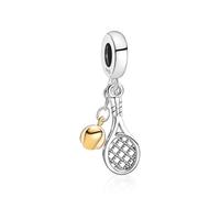 Annmors Charms Tennis Racket de Argent Sterling 925 Femmes Perles Charme Fille Pendentif Breloque Compatible pour Européen Bracelets & Collier