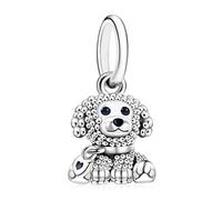 Annmors Femme Charms Chiot Caniche Argent Sterling 925 Pendentif avec Zircon Cubique pour Bracelet