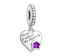 Annmors Femme Charms Cœur Ma Maison Adorée Argent Sterling 925 Pendentif avec Zircon Cubique pour Bracelet