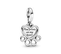 Annmors Femme Charms Cœurs et Empreinte de Pattes Argent Sterling 925 Pendentif pour Bracelet