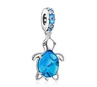 Annmors Femme Charms Tortue de Mer en Verre de Murano Argent Sterling 925 Pendentif avec Zircon Cubique pour Bracelet