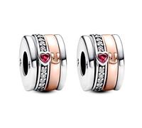 Annmors love U Stopper Charm 925 Perles En Argent Sterling pour Breloque Compatible Bracelets Collier Perles Oxyde Zirconium Noël Saint Valentin Cadeau Fête des Mères Femmes Filles 2pcs / Set