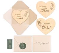 annonce de grossesse avec 2 cœurs en bois - Enveloppes surprise pour annonce de grossesse - Vous serez tante/vous devenez oncle. Mikito
