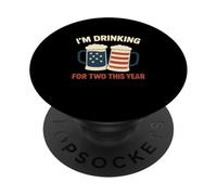 Annonce de grossesse I'm Drinking For Two Dad 4th Of July PopSockets PopGrip Adhésif